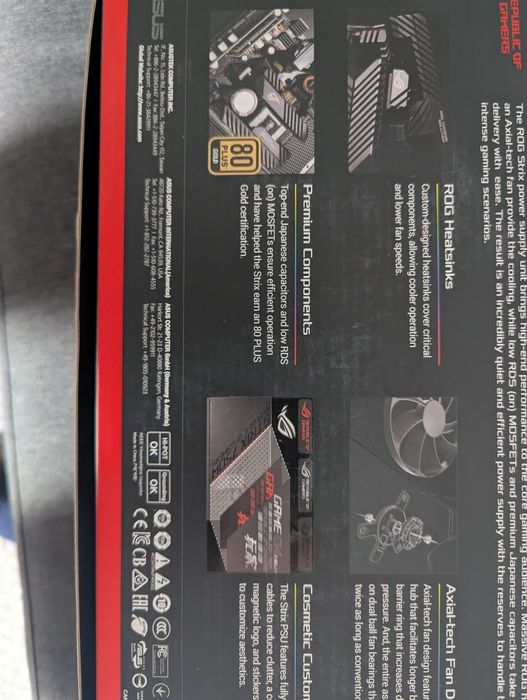 Блок питания asus rog strix 550w