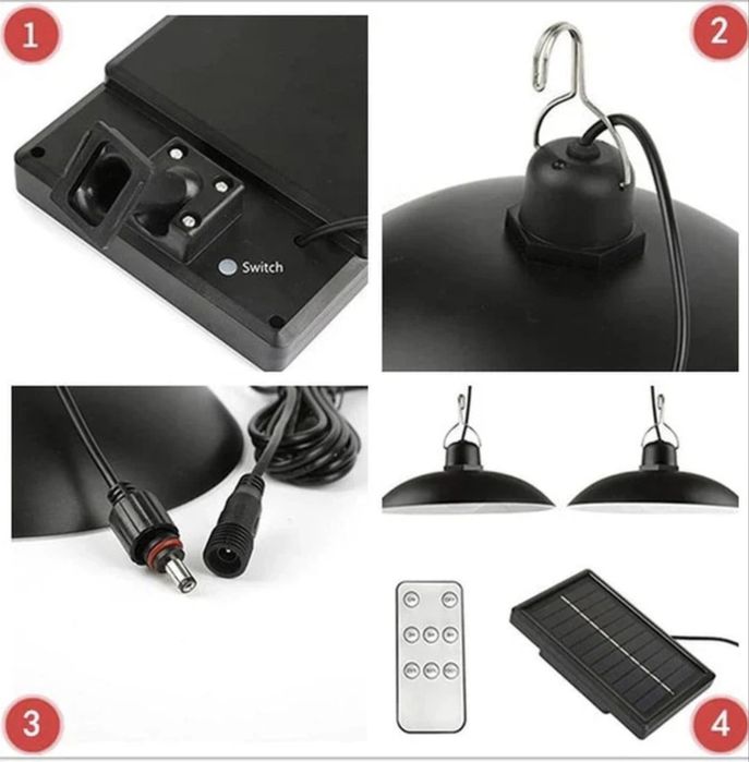 Set 2 Lampi solare suspendate cu telecomanda 90Lm/W