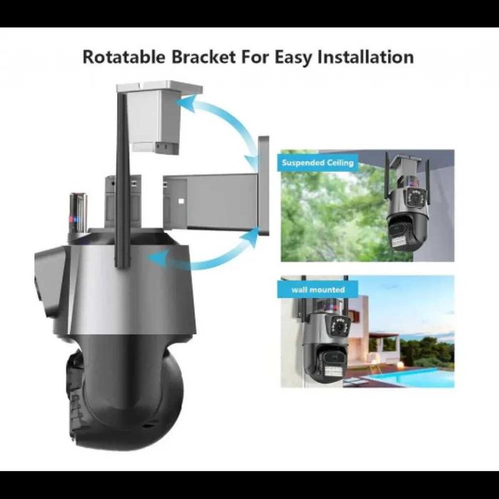Камера тройна  с аларма 12MP, 24 ДИОДА приложението ICSEE