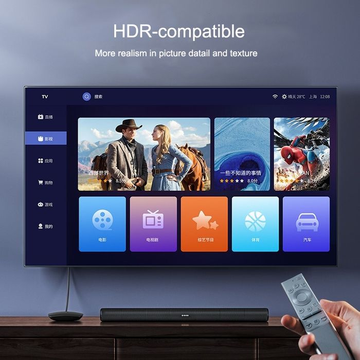 Ъглов HDMI Кабел SAMZHE (90° Градуса), 1 метър – 4K Ultra HD @ 60Hz, HDMI 2.0 за PS5/Xbox/RTX