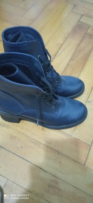 Дамски зимни боти от естествена кожа сини