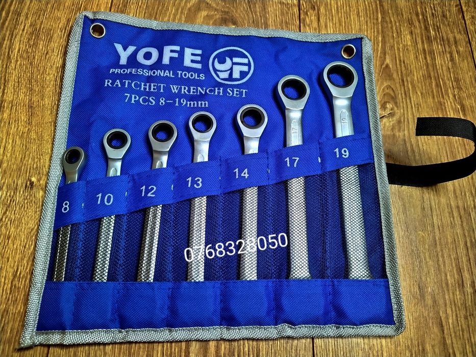 Set 7 Chei Combinate YOFE Profesionale cu Clichet 8-19mm
