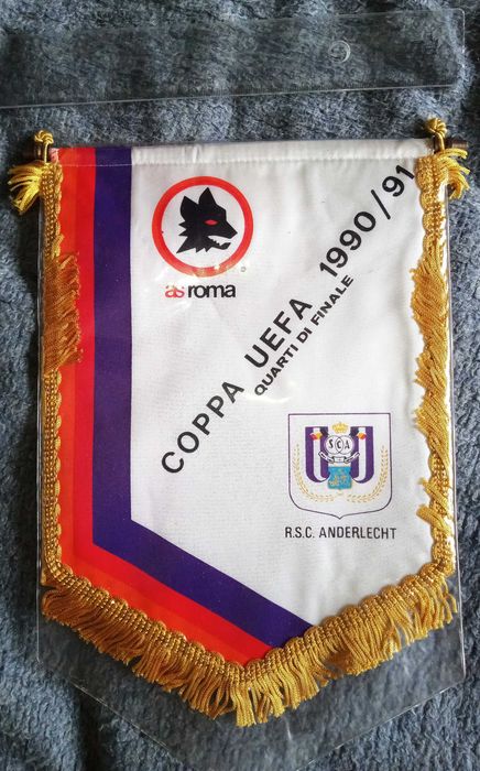 вимпел на мач за Купата на УЕФА Рома - Андерлехт. 6-3-1991