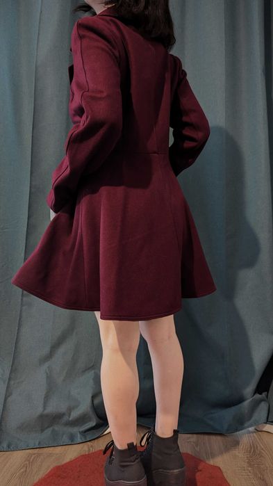 Palton vișiniu, 60% lână - Laundry by Shelli Segal - nou, cu eticheta!