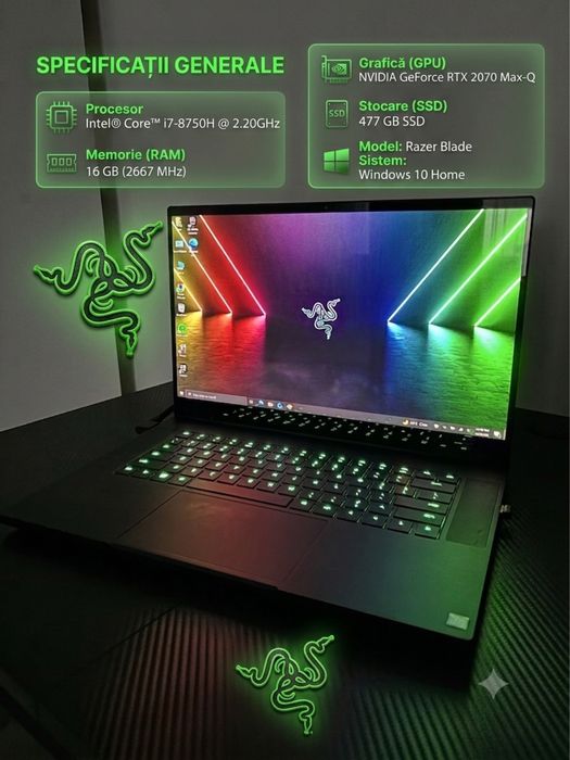 Laptop Razer 4K, i7 Gen8, RTX 2070 Max