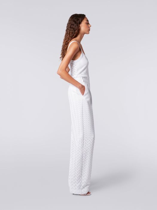 Бял панталон Missoni XS/S прав широк крачол ръб висока талия елегантен