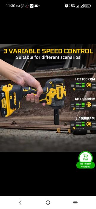 Ударен безчетков гайковер за Dewalt батерия