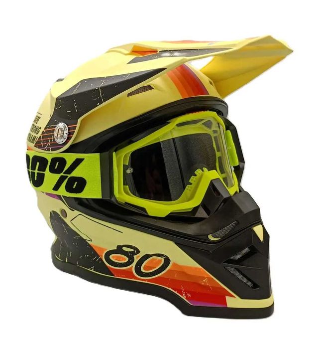 Комплект детско юношеска кросова каска и очила 100%