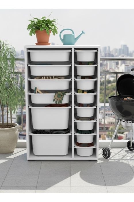 Шкаф за играчки, Етажерка с 14 кошници за съхранение