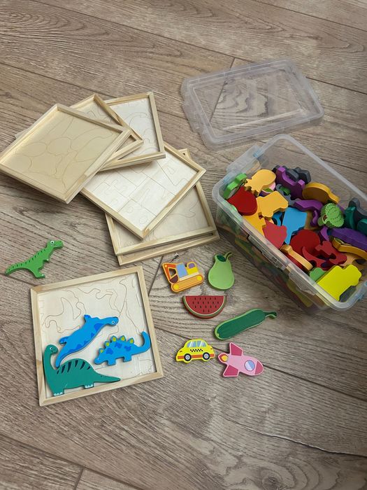 Деревянные пазлы фигурки б/у