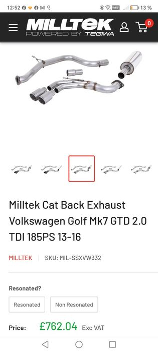 Evacuare Linie de tobe Sport Milltek UK Profesional  Golf Mk7