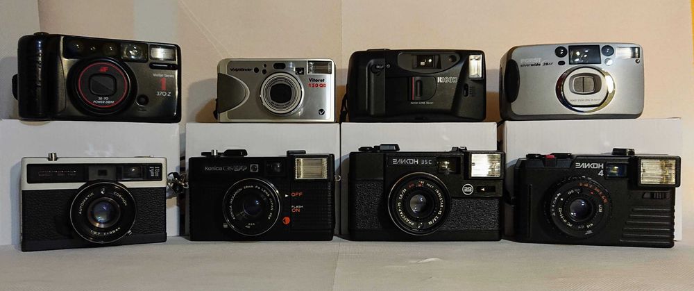 Aparat foto film 35 mm / point and shoot / zoom / stare f. buna* / bonus inca un aparat / Ricoh / Voigtlander / Konica / Porst / Elikon
