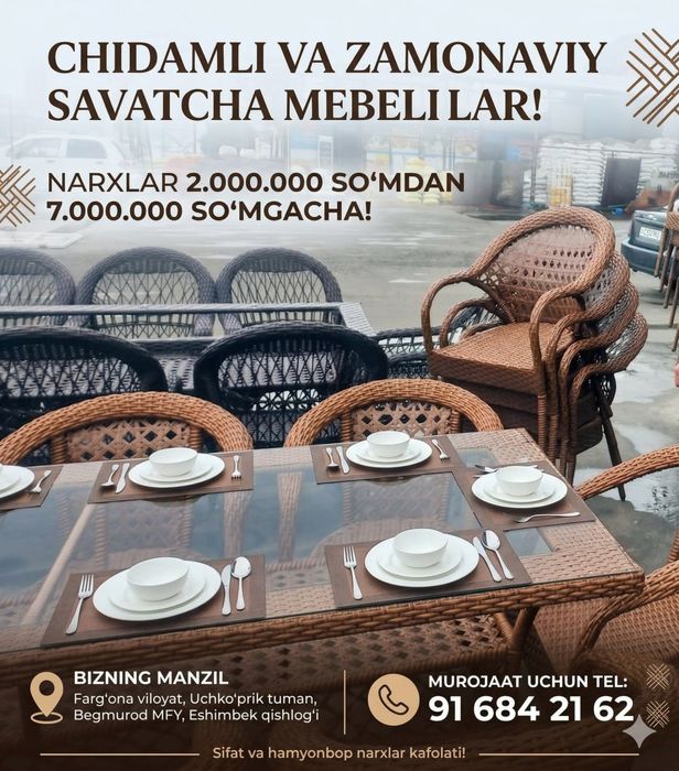 To'qima stol va stullar