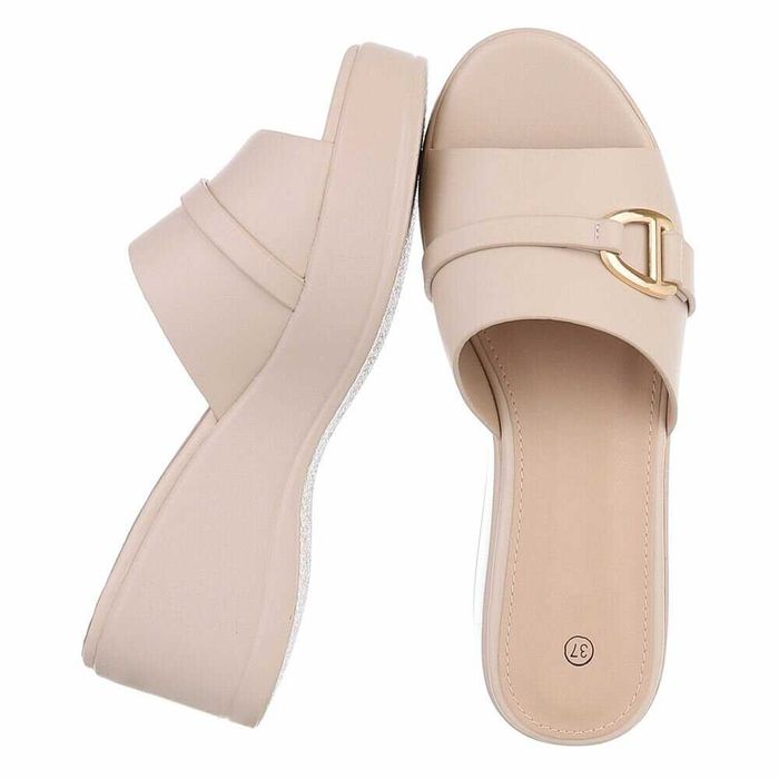 Papuci Damă Eleganți Bej/Negri | Mărimi 37-40 | Livrare Rapidă Timișoara