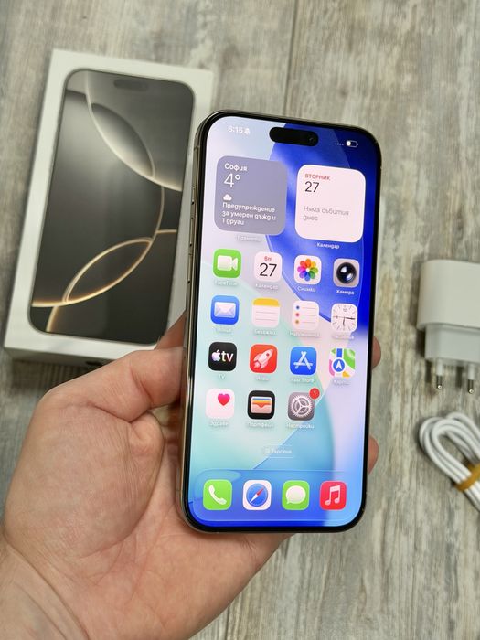 Iphone 16 Pro Max 256 GB - 89 % Battery Отличен Silver Titanium