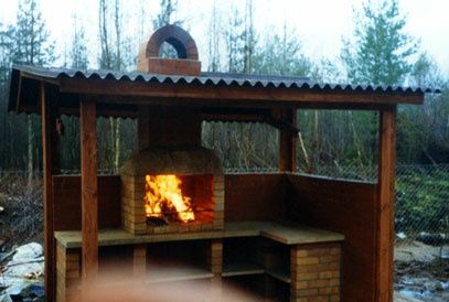 Летние кухни. Барбекю очаги камины