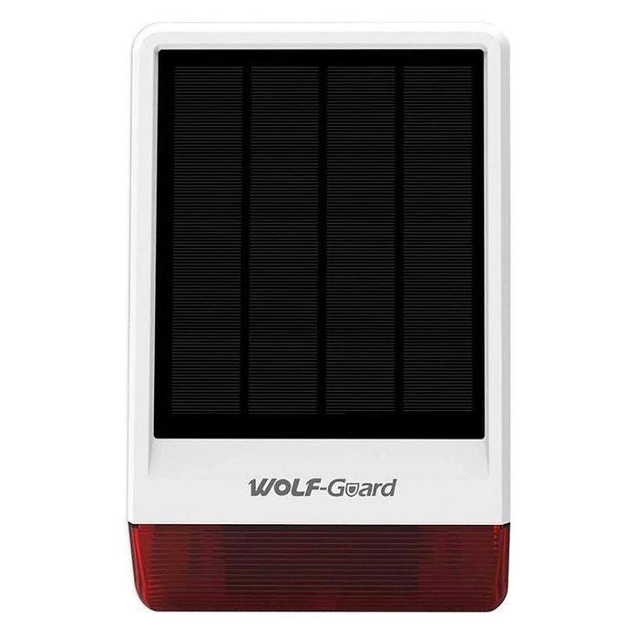 Sirena Wireless Wolf-Guard JD-W06 cu Alarmă de 110db și Stroboscop Solar – Compatibil cu Sistemul Wolf-Guard