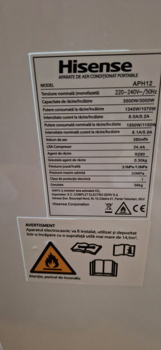 Vând  Aer Condiționat portabil  12000 BTU