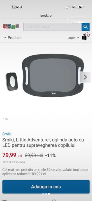 Oglinda auto cu led supraveghere copii