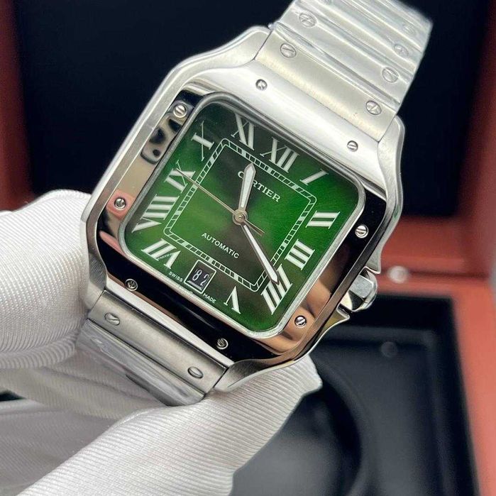 Автоматичен мъжки часовник Cartier Santos de Cartier Green