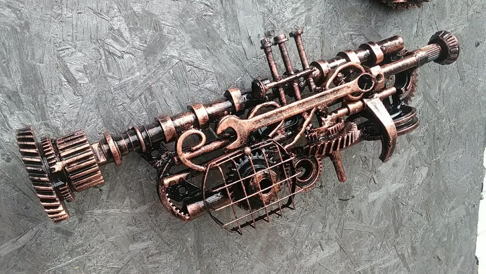 Trompeta sculptura din fier reciclat.Obiect decorativ Steampunk
