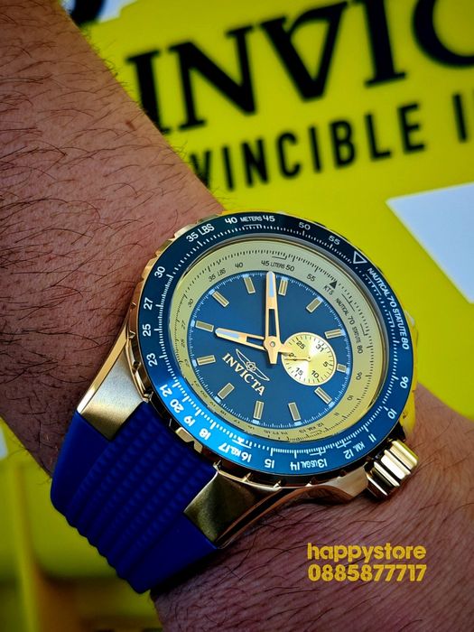 INVICTA Aviator Blue/Gold 50 mm, Инвикта нов ръчен часовник