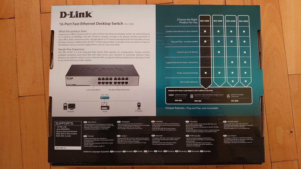 D-Link DES-1016D 16-Port бърз Ethernet неуправляем десктоп суич switch