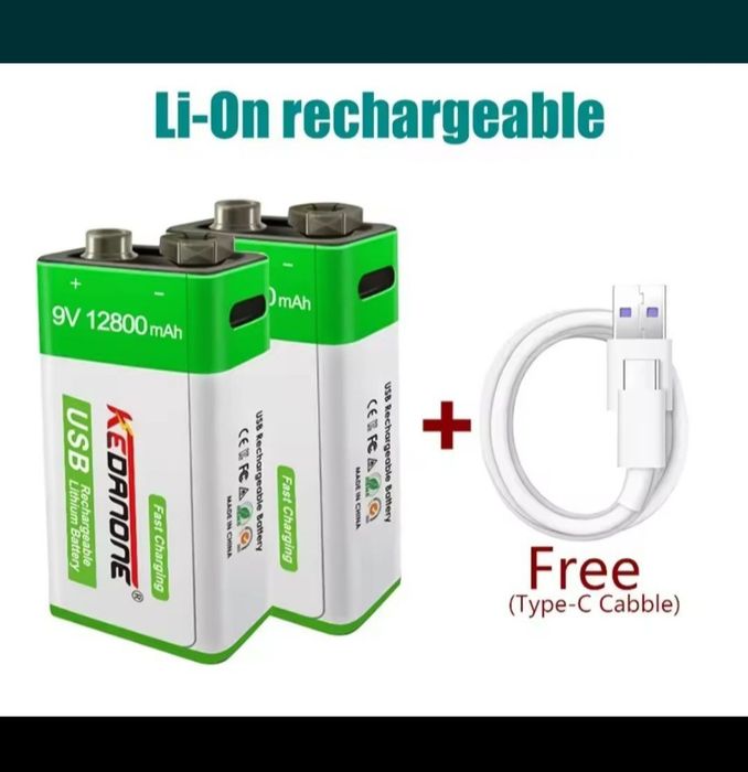 9 V вольт Аккумулятор Крона батарейка заряжаемая для металлоискатель