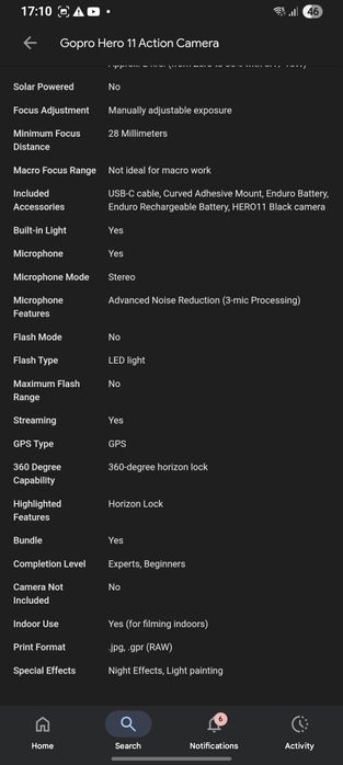 Go pro 11 negru  calitate