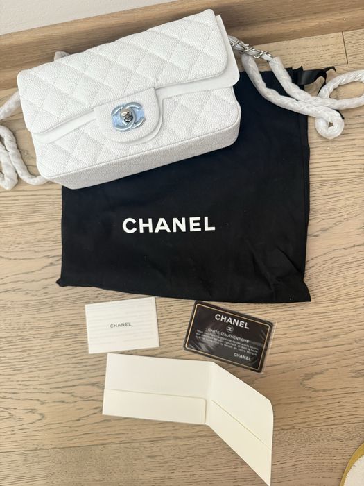 Geanta Chanel mini flap bag alba caviar leather copie 1/1 superfake