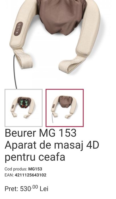 Vand aparat de masaj cervical 4D Beurer MG153