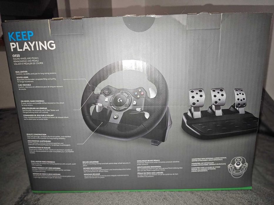 Logitech G920 Driving Force Racing Wheel + Pedals, compatibil cu Xbox Series X|S / Xbox One / PC.