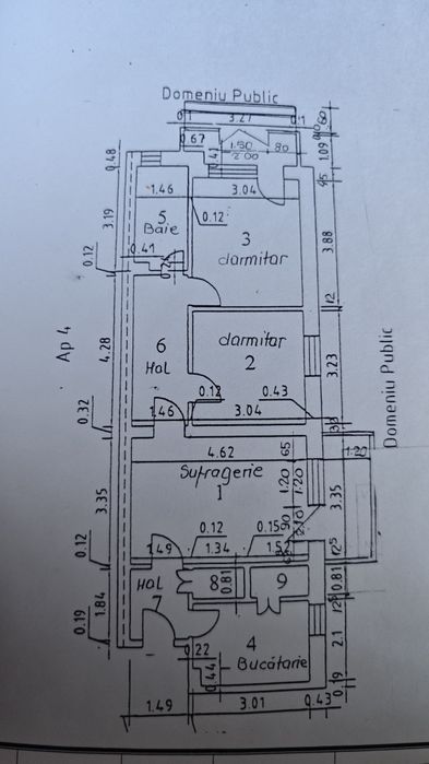 Vând apartament 3 camere, parter, amenajat spațiu comercial