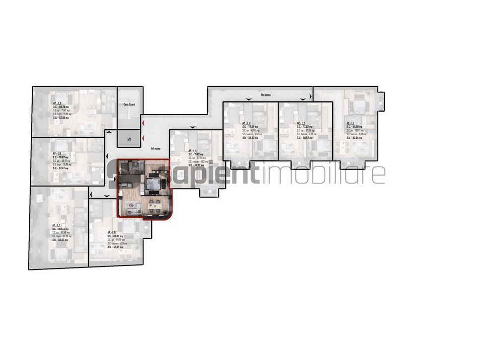 De vânzare apartament 2 camere, ultracentral, semifinisat