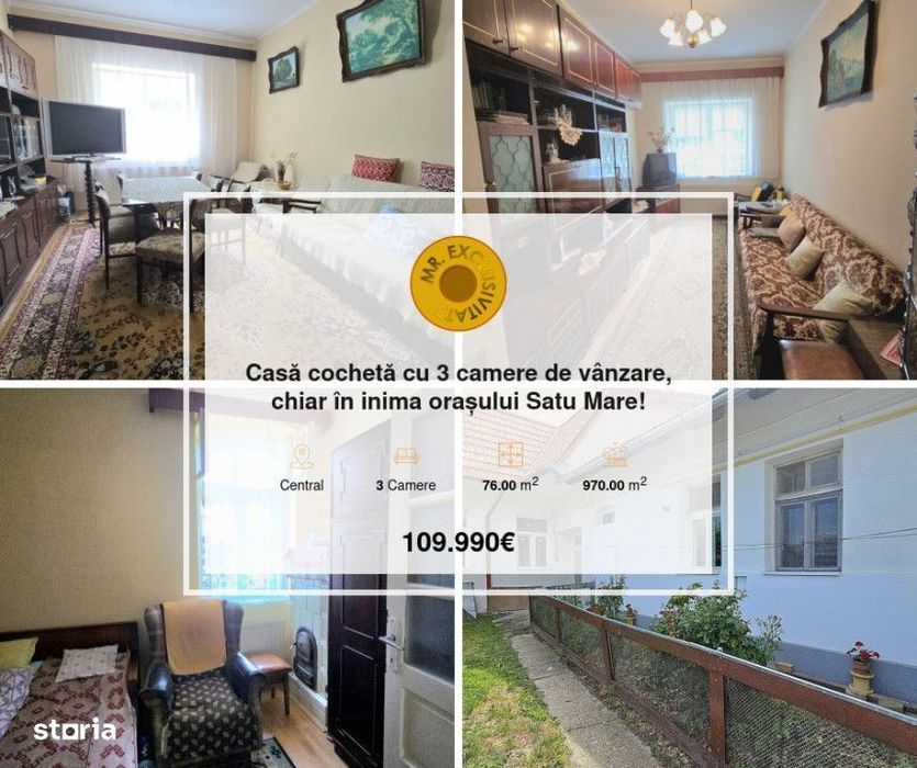 Casă cochetă cu 3 camere de vânzare, chiar în inima orașului Satu Mare