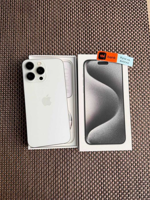100% БАТЕРИЯ! 512gb! iPhone 15 PRO MAX Лизинг от 32€/мес white Titanium бял