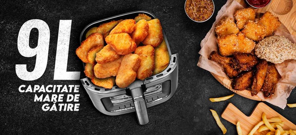 Friteuza Aer Cald (Airfryer) + Hartie de copt AirFryer 24 cm, 50 buc