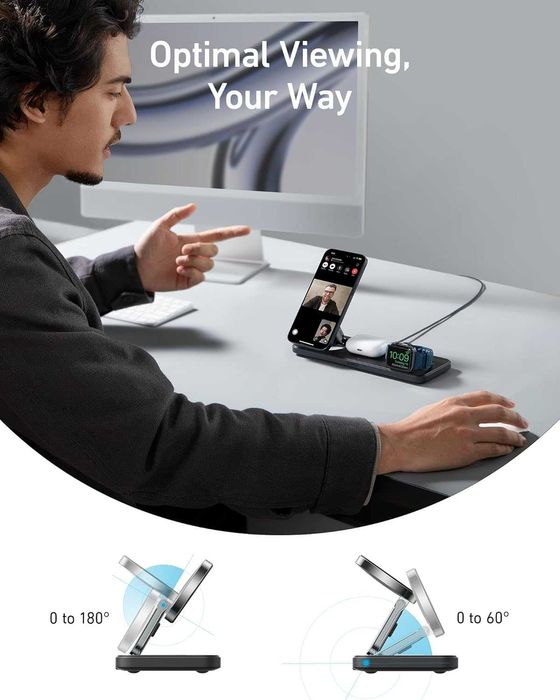 Anker 3in1 — Беспроводная 15W Быстрая Зарядная Станция. Есть доставка