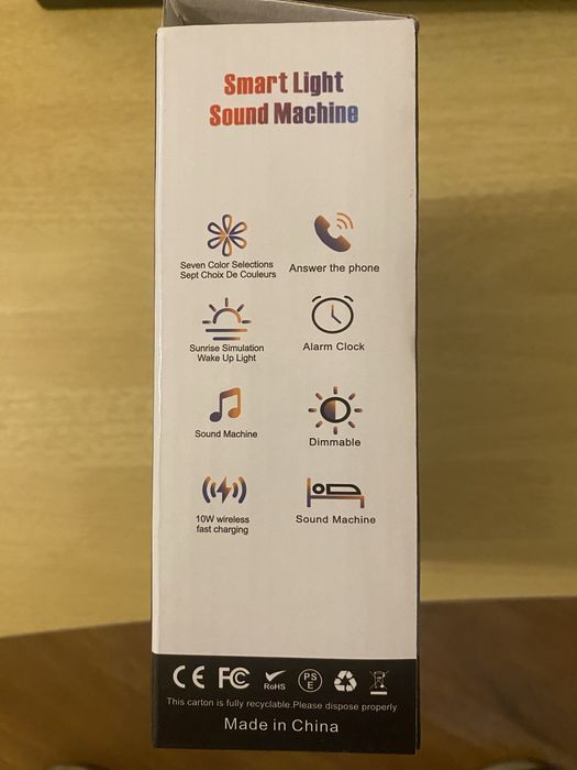 Star Light Sound Machine - Lampa Smart Led ‘G’  cu boxa, ceas, alarma, incarcare wireless