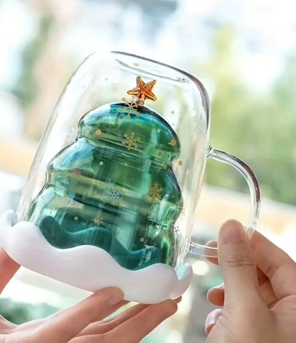 Коледна Чаша Изолирано Термо Стъкло  с  Капак