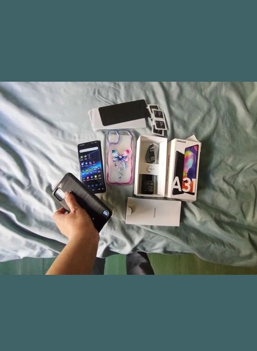 Pachet Complet: Telefon Samsung Galaxy A31 +2 Huse +5 Folii+Incarcator