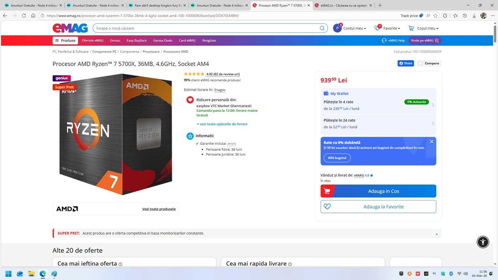 Kit AMD Ryzen 7 5700X + B550I AORUS PRO AX + 16GB DDR4