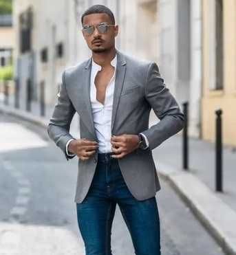 Sacou blazer slim 46 S de lux Club Of Gents NOU lana super 120's gri