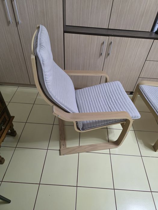 Fotoliu și taburet ikea furnir mesteacăn bej deschis