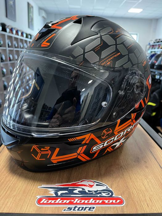 Мото каска за мотор  SCORPION EXO 391 orange/black,S 55-56см,като нова