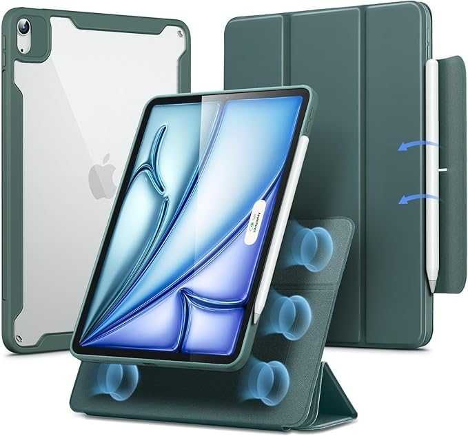 ESR for iPad Air 11 Inch Case M4/M3/M2 (2026/2025/2024), Removable Magnetic Cover, Green