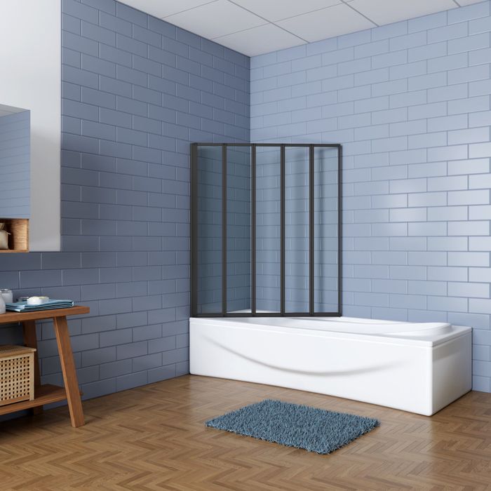 Paravan de duş pliabil AICA Bathrooms, negru mat, 1200x1400 mm