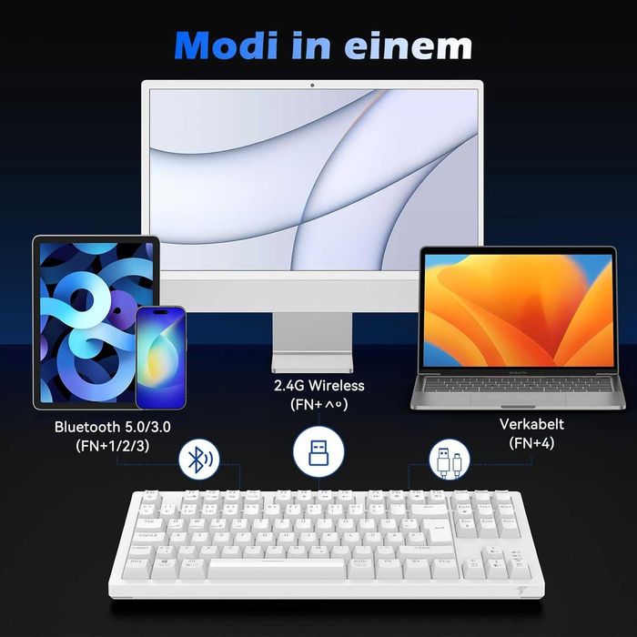 Tastatură mecanică TECURS MK206 wireless gaming QWERTZ red switch RGB