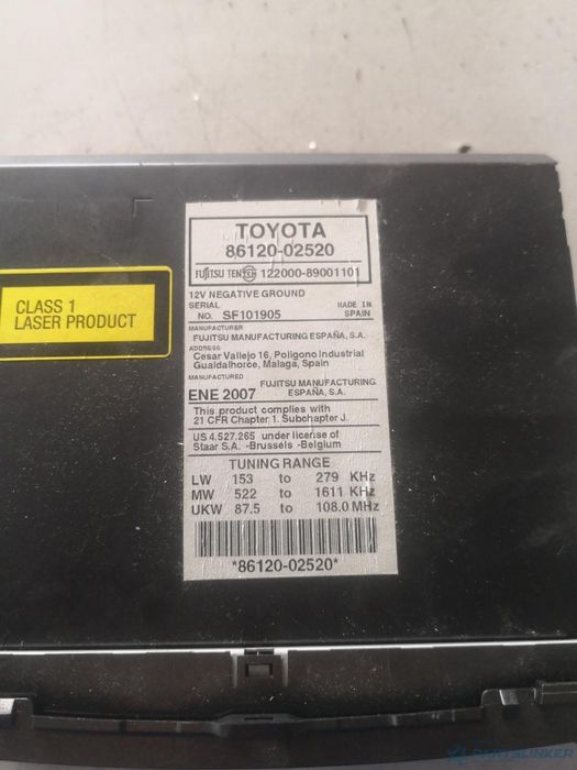 Cd Player Auto Toyota Auris (_E15_) [ 2006 - 2012 ] Oem 8612002520