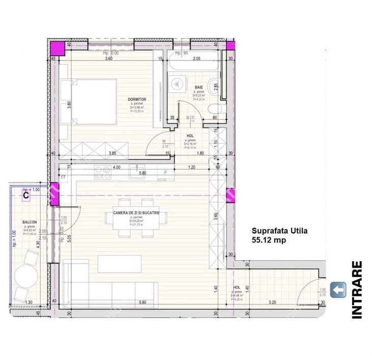 Apartament cu 2 camere etaj 1 la cheie 55 mp utili si loc parcare